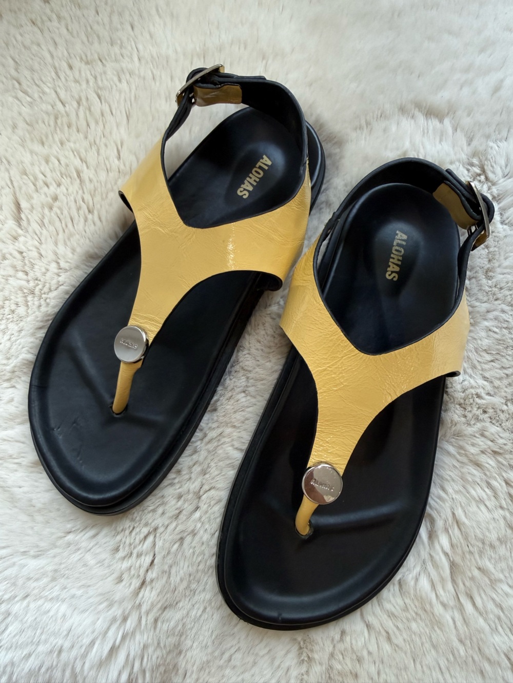 ALOHAS Harbor Onix Vainilla Leather Sandals Black Sz 37 - Picture 4 of 14